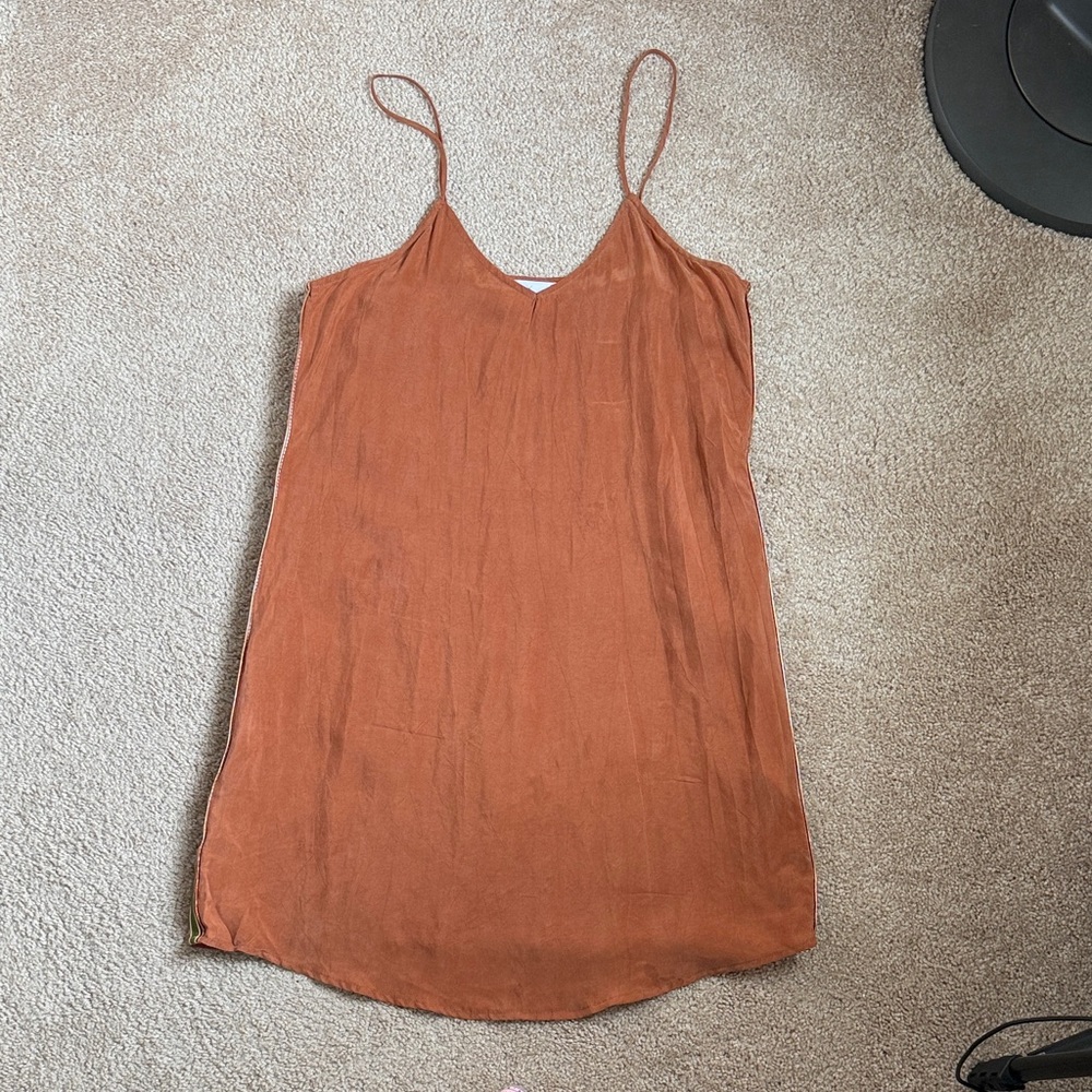 Tribe Kelley Rust Surf Mini Rayon Dress With Side Stripe.  Size Medium